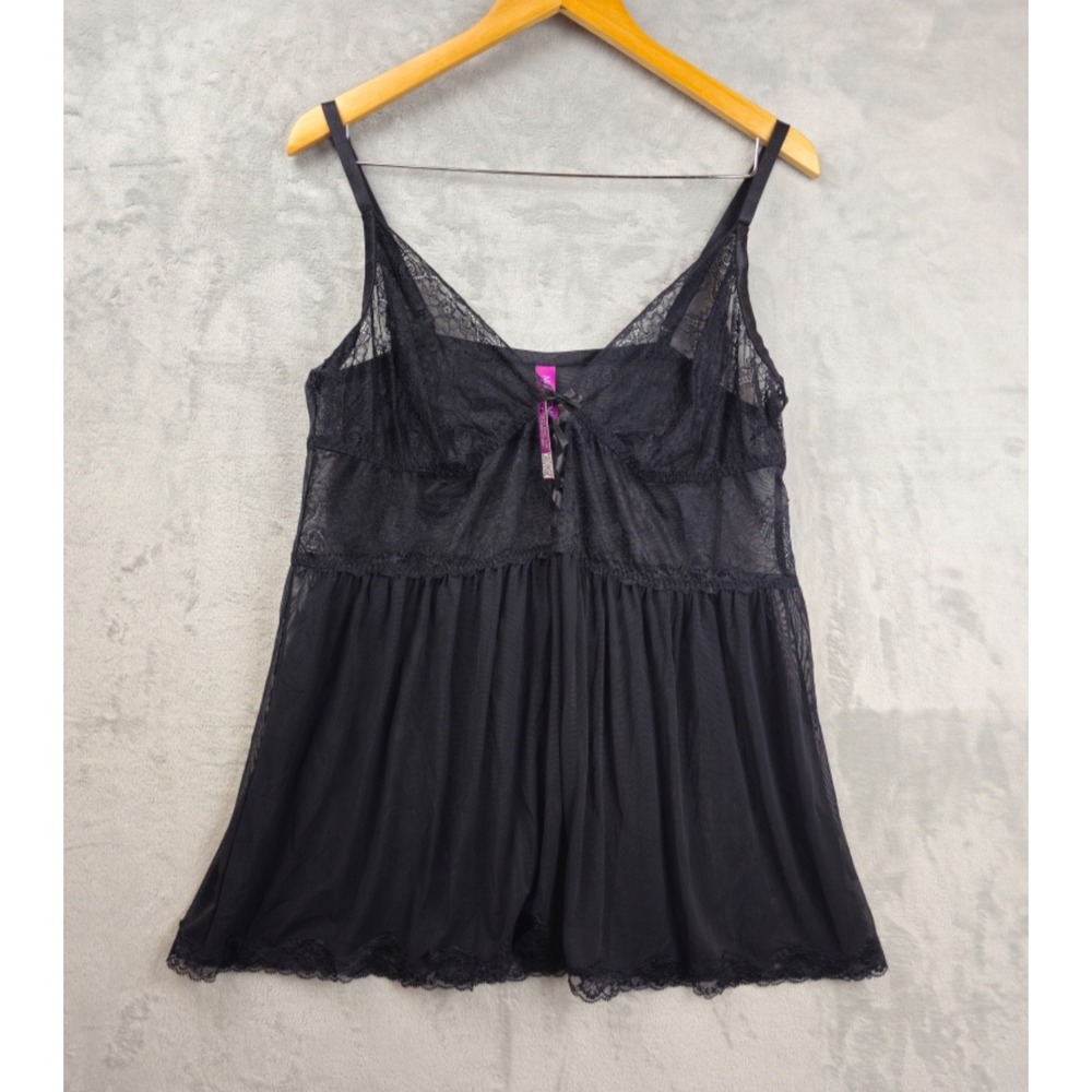 NWT!‎ Adore Me Sexy Black Lace Sheer Cami Lingerie Top Size 2X